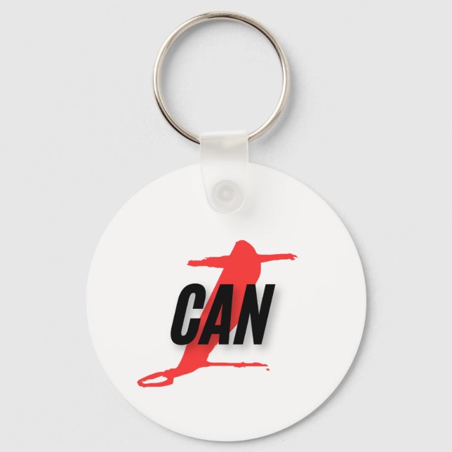 Llavero "I Can" Dynamic Red & Black Empowerment Word Art (Anverso)
