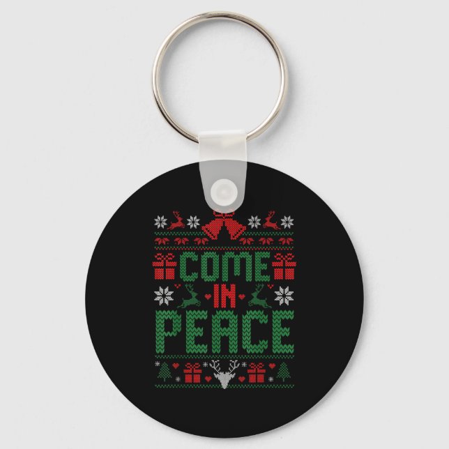 Llavero I Come In Peace Couple Matching Ugly Christmas Swe (Anverso)