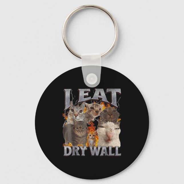 Llavero I Eat Drywall Funny Cat Meme Bootleg Graphic  (Anverso)