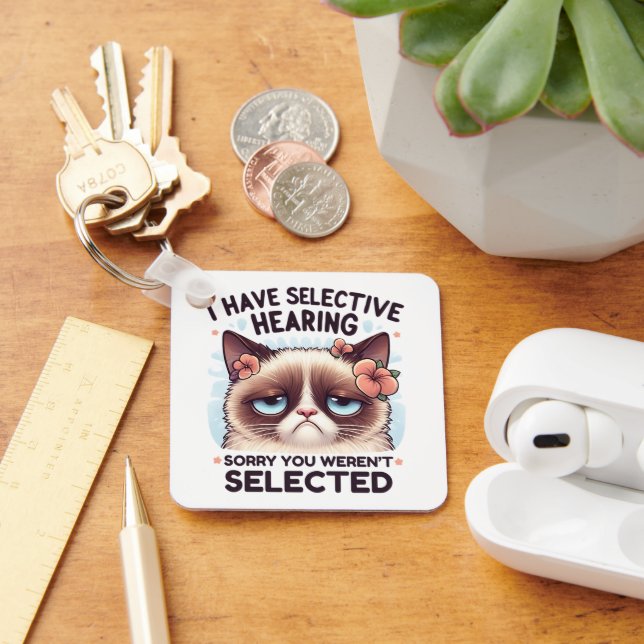 Llavero I Have Selective Hearing Funny Cat Lover Gift  (Escritorio )