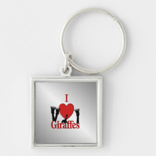 Llavero I Heart Giraffes Silver