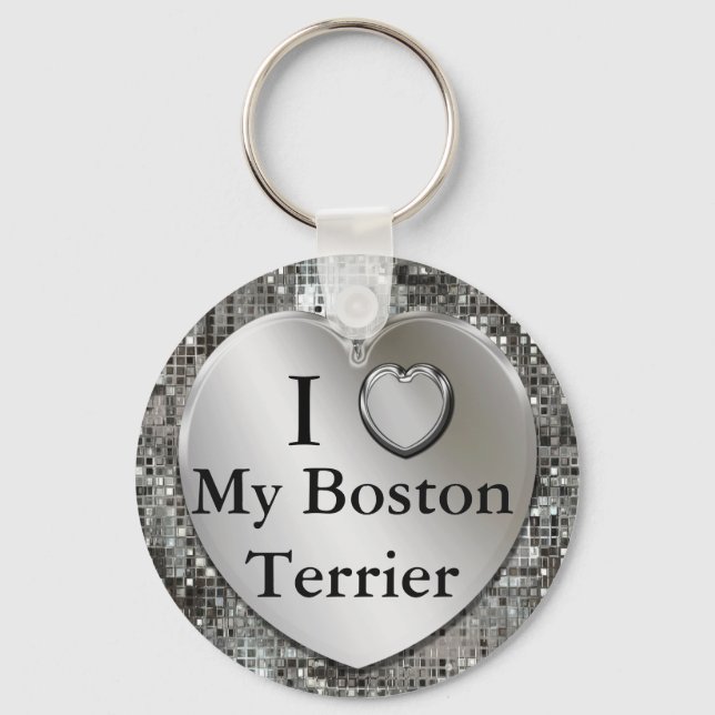 Llavero I Heart (Love) My Boston Terrier Keychain (Anverso)