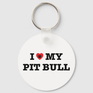 Llavero I Heart My Pit Bull Button Keychain