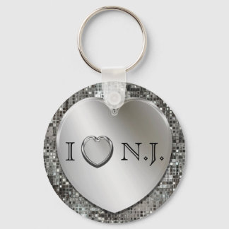 Llavero I Heart N.J. Silver Heart Keychain