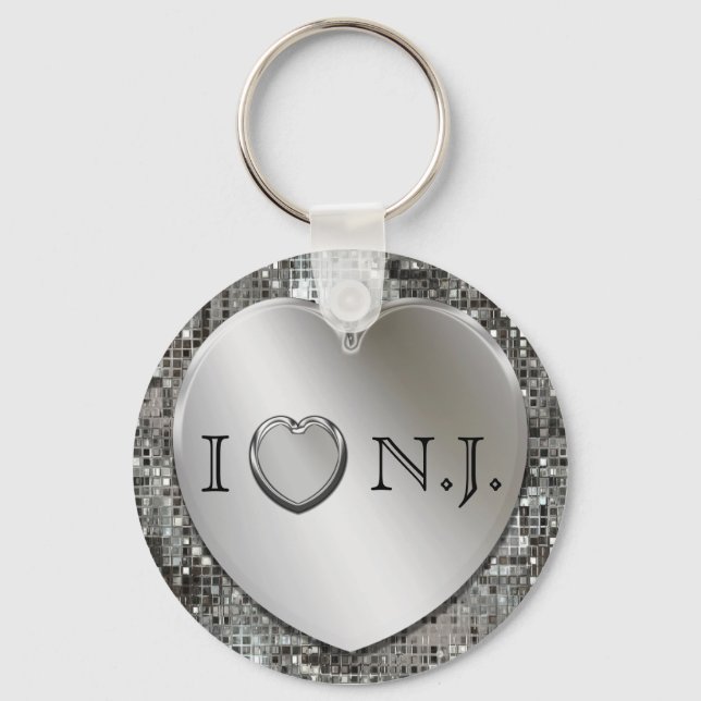 Llavero I Heart N.J. Silver Heart Keychain (Anverso)
