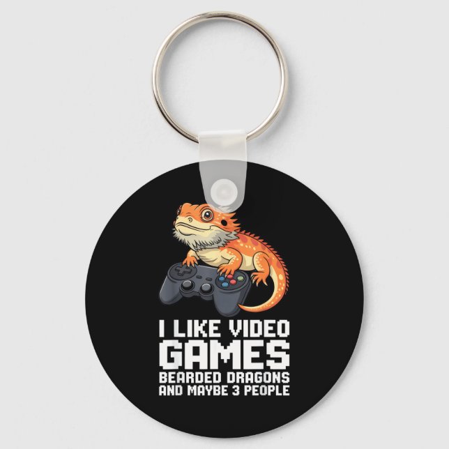 Llavero I Like Video Games Bearded Dragon Gamer Introvert  (Anverso)