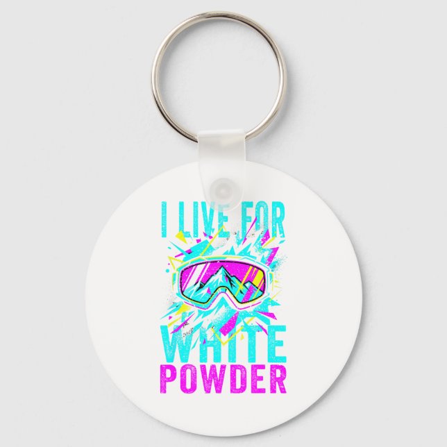 Llavero I Live For White Wder 80s 90s Retro Skiing Snowboa (Anverso)