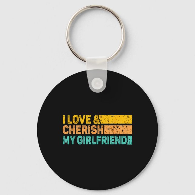 Llavero I Love &amp; Cherish My Girlfriend Romantic Relati (Anverso)