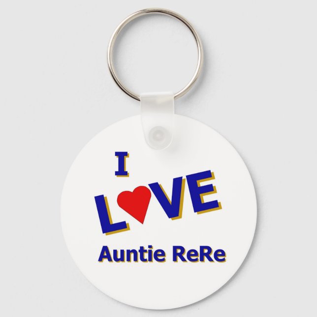 Llavero I Love Auntie Re diseñado por Celeste Sheffey (Anverso)