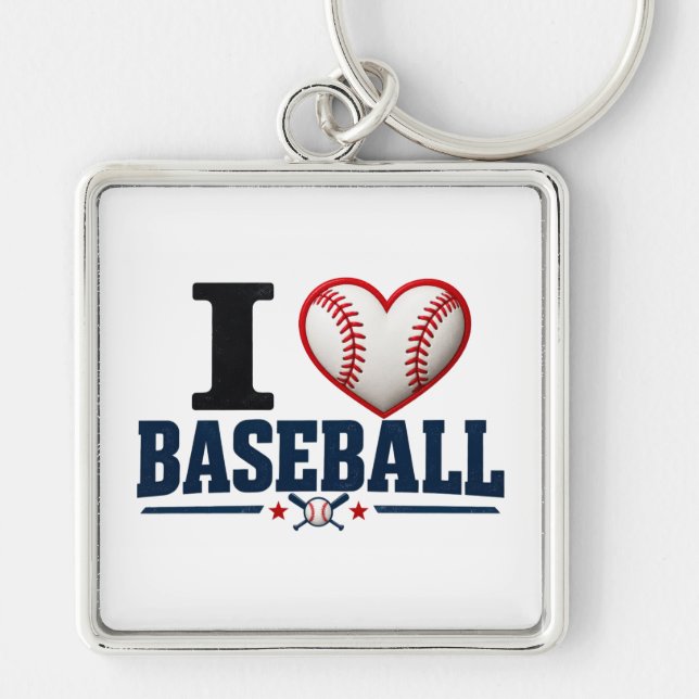 Llavero I Love Baseball Player & Fan Gift Design (Frente)
