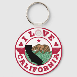 Llavero I Love California State Map and Flag