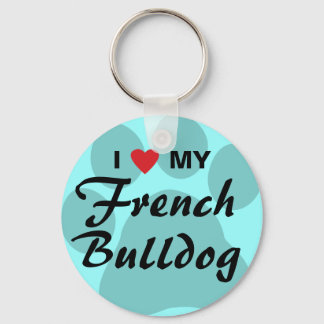 Llavero I Love (Heart) My French Bulldog Pawprint