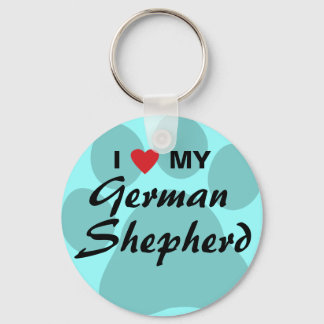 Llavero I Love (Heart) My German Shepherd Pawprint