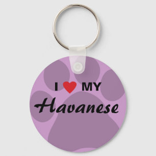 Llavero I Love (Heart) My Havanese Pawprint