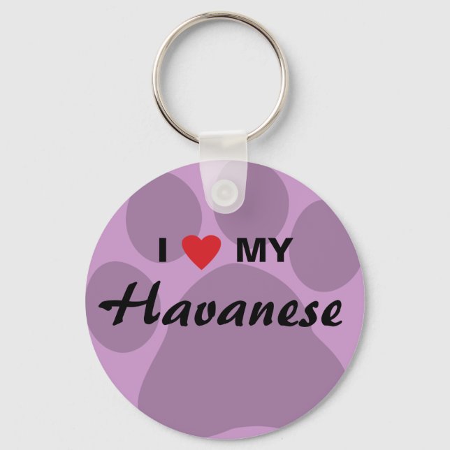 Llavero I Love (Heart) My Havanese Pawprint (Anverso)