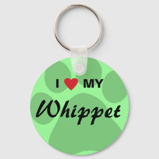 Llavero I Love (Heart) My Whippet Pawprint