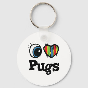 Llavero I Love (Heart Pugs)