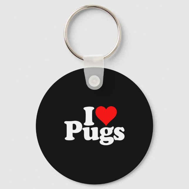 Llavero I Love Heart Pugs Pug Dog Canine  (Anverso)