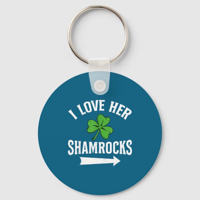 Llavero I Love Her Shamrocks St. Patrick's Day Couple Outf (Anverso)