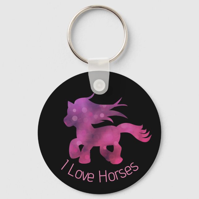 Llavero I Love Horses Cute Pink Glam Horse (Anverso)