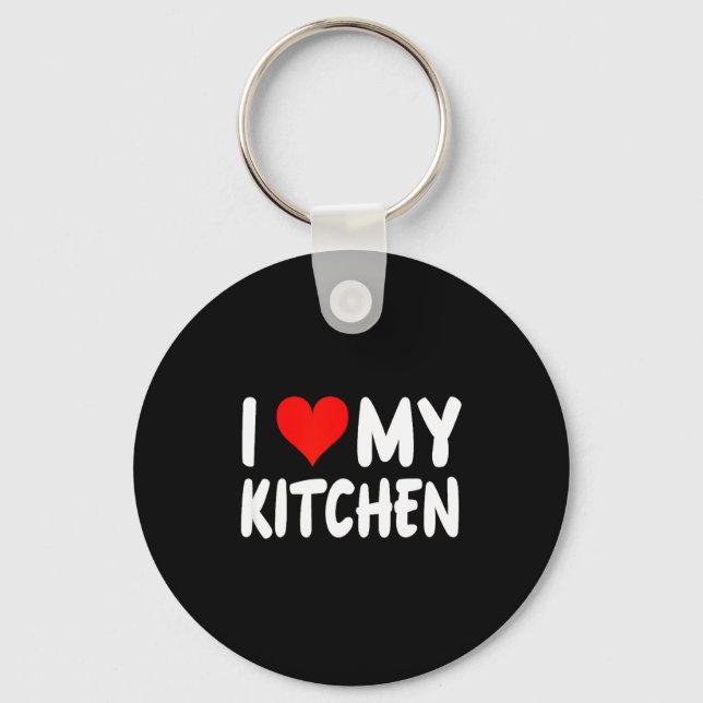 Llavero I Love Kitchen - Heart - Funny Cute Cook Remodel C (Anverso)