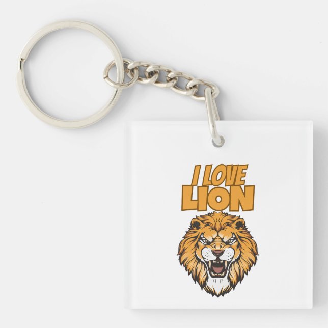 Llavero I Love Lion for Animal Lover and Wildlife Fan (Frente)