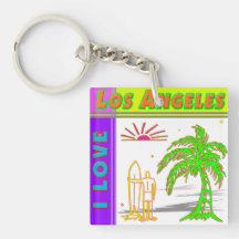 "I LOVE Los Angeles"Palm Tree&Surfer2 Keychain