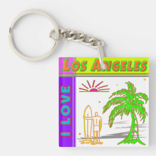 Llavero "I LOVE Los Angeles"Palm Tree&Surfer2 Keychain