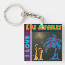 Llavero "I LOVE Los Angeles" Sun Palm Tree&Surfer Keycahin