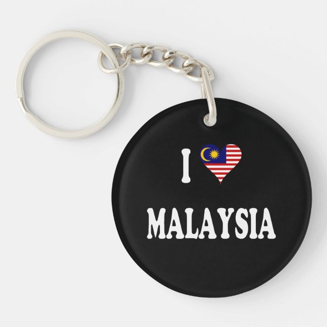 Llavero I Love Malaysia, heart-shaped flag, (Frente)