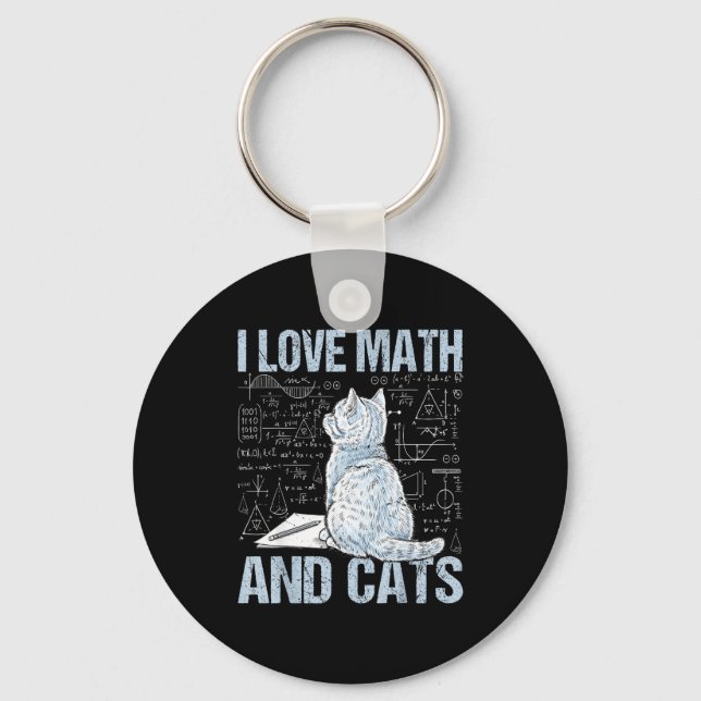 Llavero I Love Math And Cats Science Teacher Student Funny (Anverso)