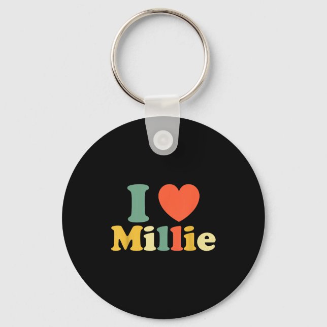 Llavero I Love Millie, I Heart Millie, Red Heart Valentine (Anverso)