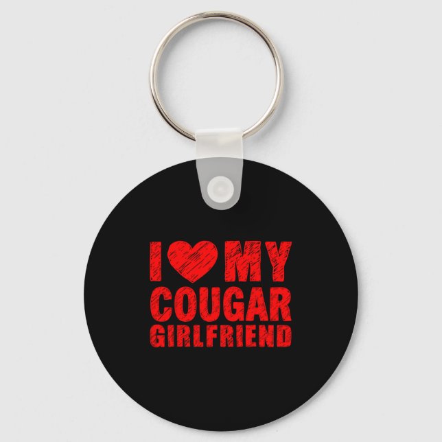 Llavero I Love My Cougar Girlfriend Heart Valentine Couple (Anverso)