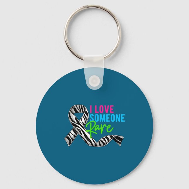 Llavero I Love Someone Rare Zebra Ribbon - Rare Disease Aw (Anverso)