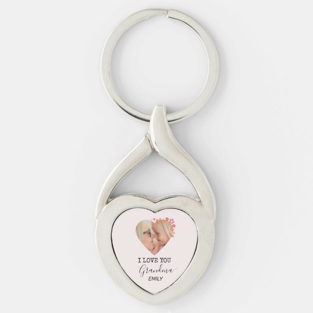Llavero I Love You Grandma | Personalized Heart Keychain (Anverso)