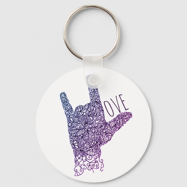 Llavero "I Love You" (Te amo) Keychain, del lenguaje estad (Anverso)