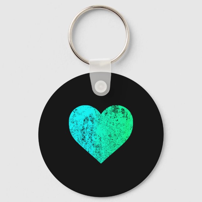 Llavero I Love You Teal Heart Distressed Valentines Day  (Anverso)