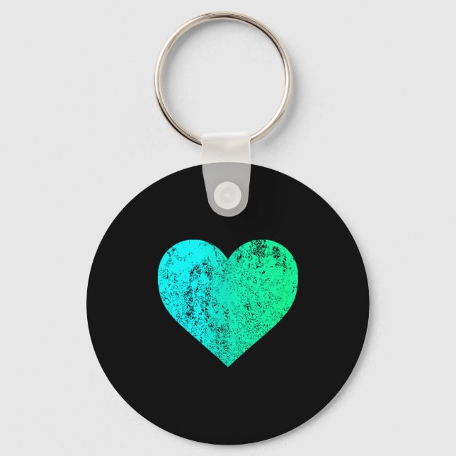 Llavero I Love You Teal Heart Distressed Valentine's Day  (Anverso)