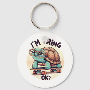 Llavero I’m trying, OK?!” Turtle with Glasses and Skateboa