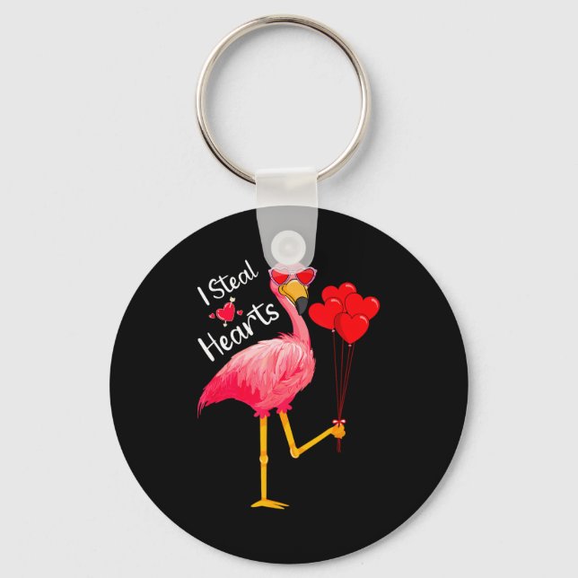 Llavero I Steal Hearts Funny Flamingo Lover Valentine's Da (Anverso)