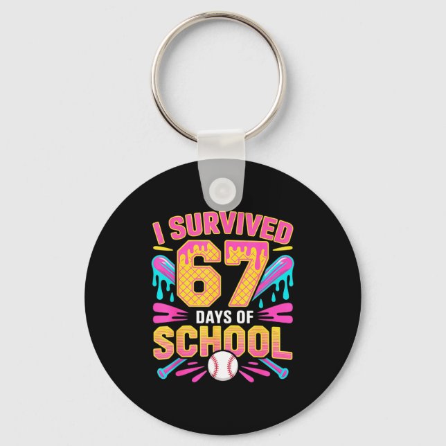 Llavero I Survived 67 Days Of School 67 Meme Baseball Ice  (Anverso)