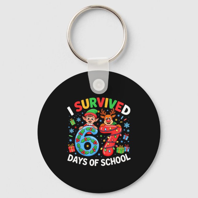 Llavero I Survived 67 Days Of School Christmas Candy Cane  (Anverso)