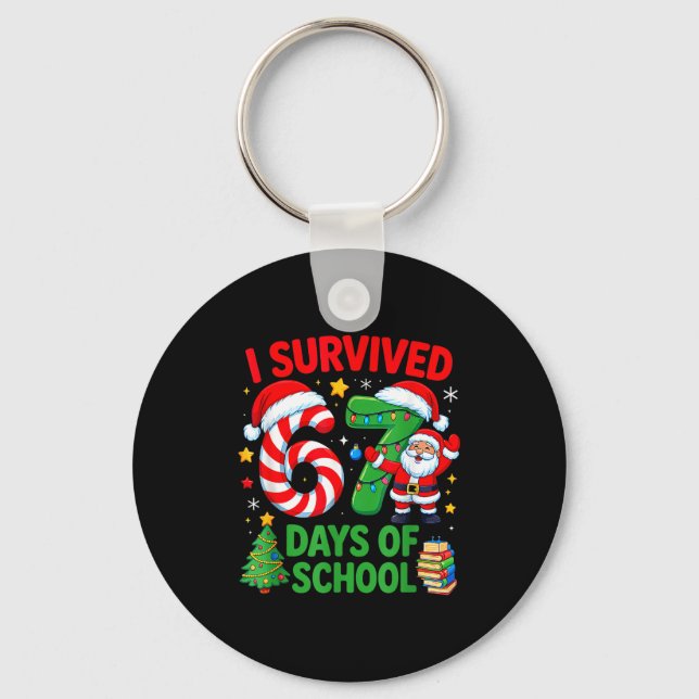 Llavero I Survived 67 Days Of School Christmas Candy Cane  (Anverso)
