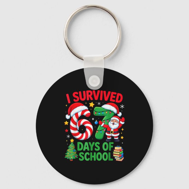 Llavero I Survived 67 Days Of School Christmas Candy Cane  (Anverso)