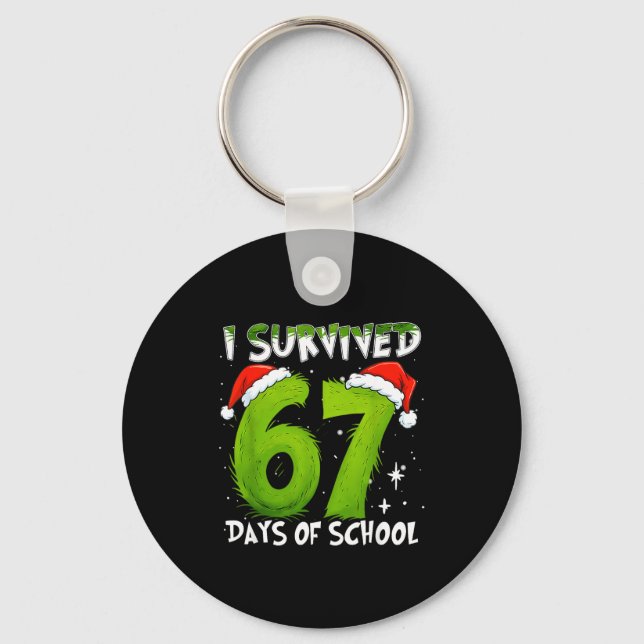 Llavero I Survived 67 Days Of School Christmas Candy Cane  (Anverso)