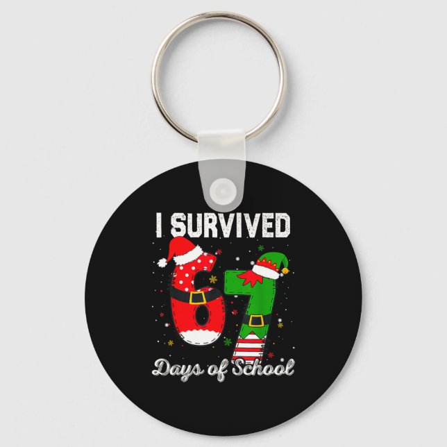 Llavero I Survived 67 Days Of School Christmas Candy Cane  (Anverso)