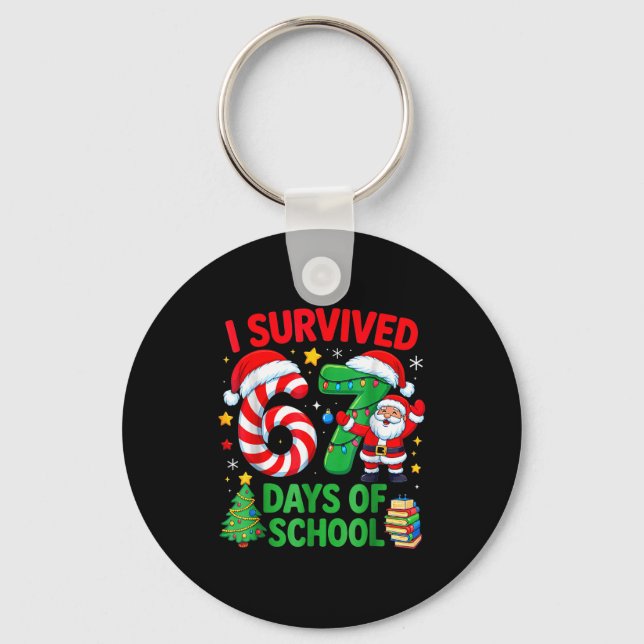Llavero I Survived 67 Days Of School Christmas Candy Cane  (Anverso)
