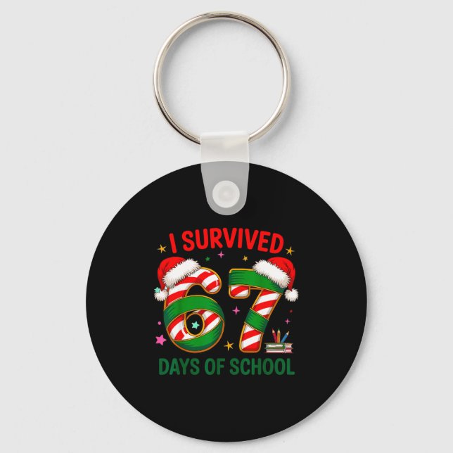Llavero I Survived 67 Days Of School Christmas Candy Cane  (Anverso)