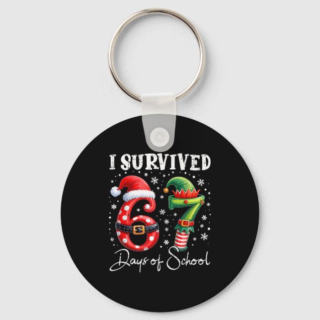 Llavero I Survived 67 Days Of School Christmas Candy Cane  (Anverso)