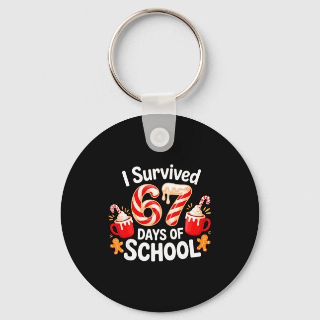 Llavero I Survived 67 Days Of School Christmas Candy Cane  (Anverso)